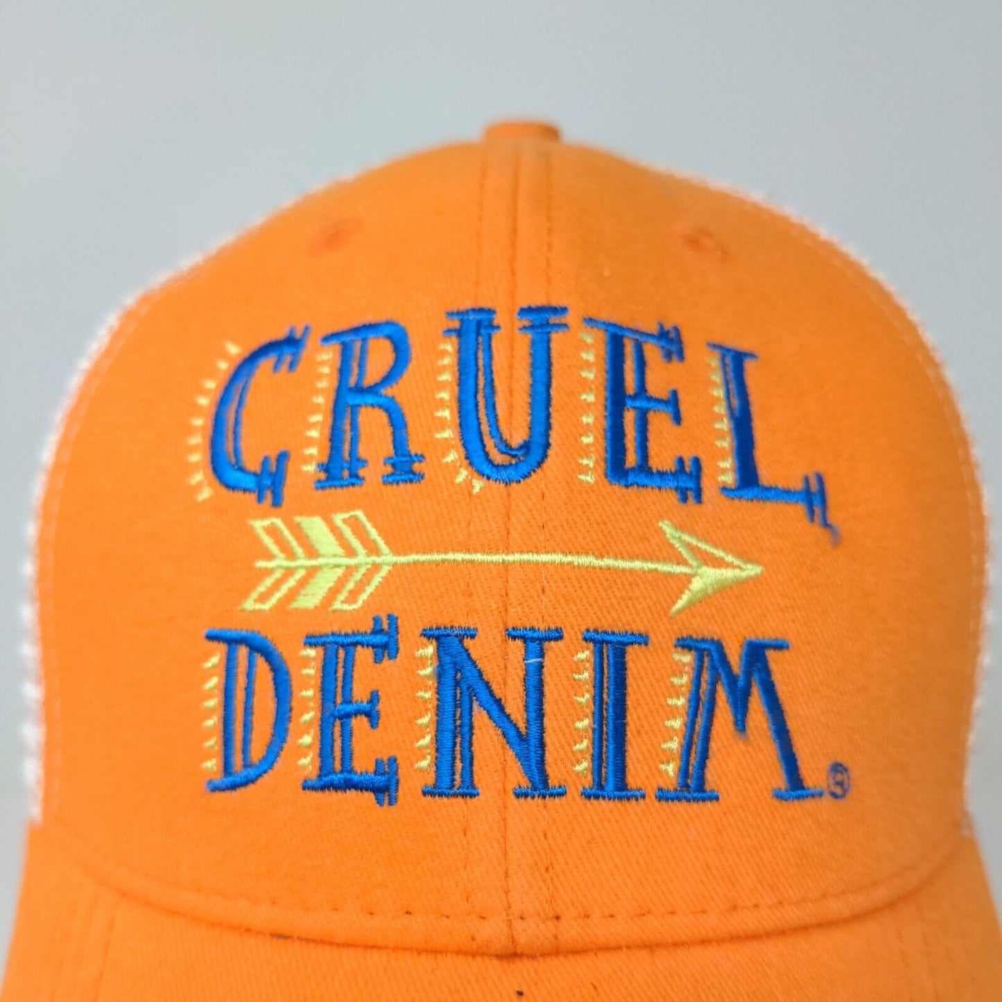 Cruel Denim Men's Strapback Mesh Back Hat Orange White Adjustable 2014