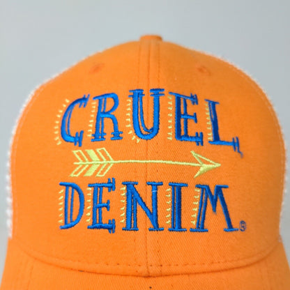 Cruel Denim Men's Strapback Mesh Back Hat Orange White Adjustable 2014