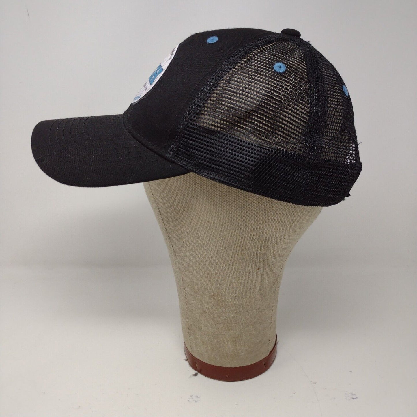 Hilton Head Island Fish Coastal Seafood Black Snapback Mesh Back Hat Cap Logo