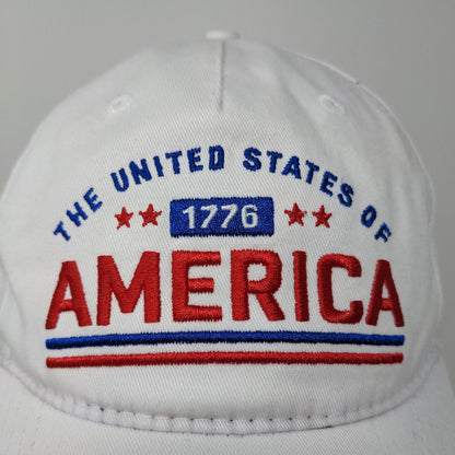 United States of America 1776 Slideback Patriotic Hat White Adjustable