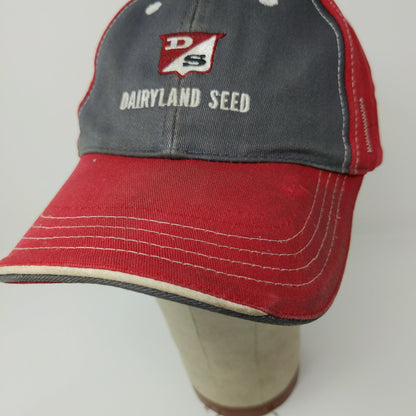 Dairyland Seed Strapback Hat Red Gray Embroidered Logo Farmer