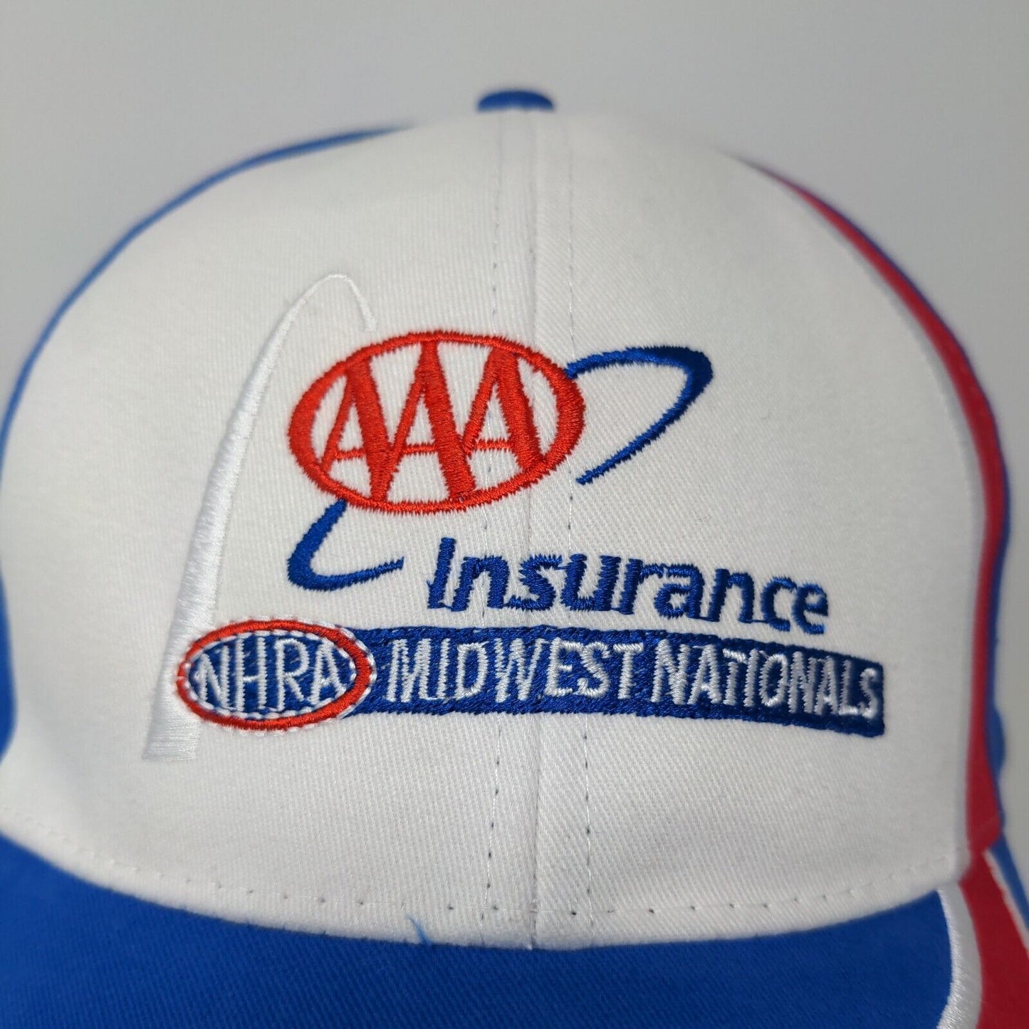 AAA NHRA Midwest Nationals 2010 Strapback Hat Gateway White Blue Red Logo