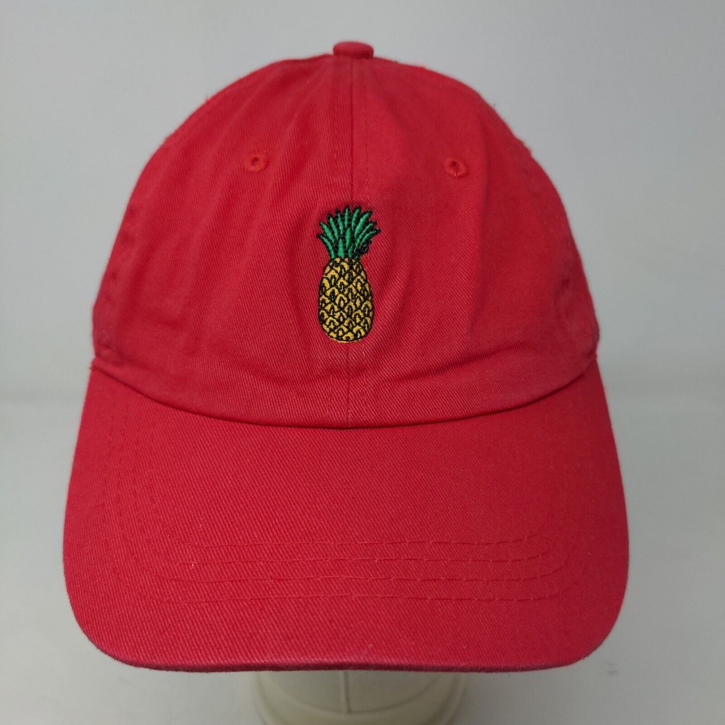 City Hunter Men's Slideback Hat Red Adjustable Embroidered Pineapple Logo