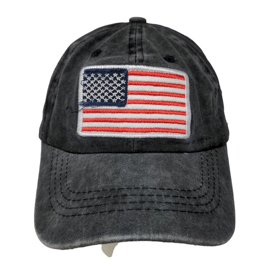 Unbranded Mens Slideback Hat Gray Adjustable Embroidered American Flag Patriotic