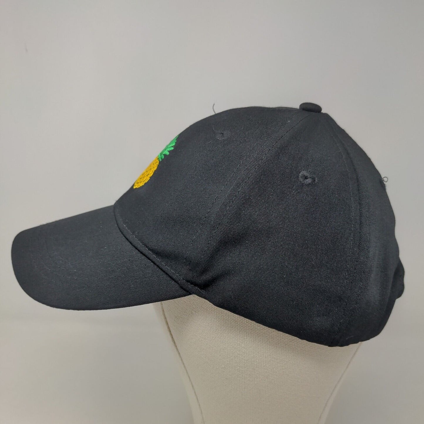 Cruise Club Men's Strapback Hat Black Adjustable Embroidered Pineapple Logo