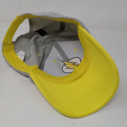 Six Flag Men's Strapback Hat Gray Yellow Embroidered The Flash Lightning Logo