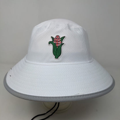 New Era Men's Sun Hat Wide Brim White Size L/XL 3D Flower Logo 100% Polyester