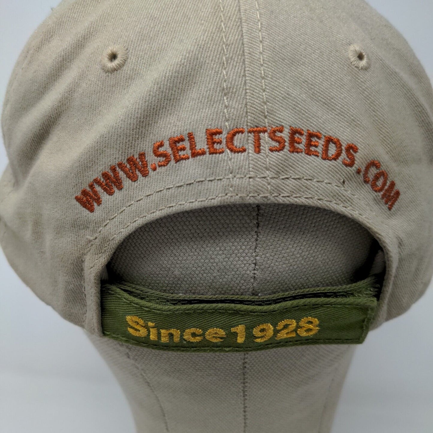 Select Seed Strapback Hat Tan Green Adjustable Embroidered Logo