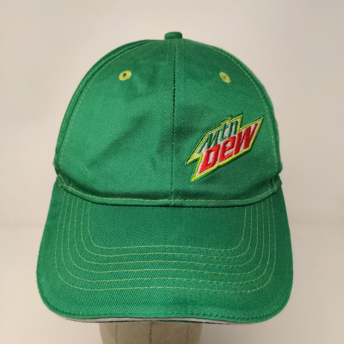 Mtn Dew Strapback Hat Green OSFA Embroidered Logo Soda Soft Drink