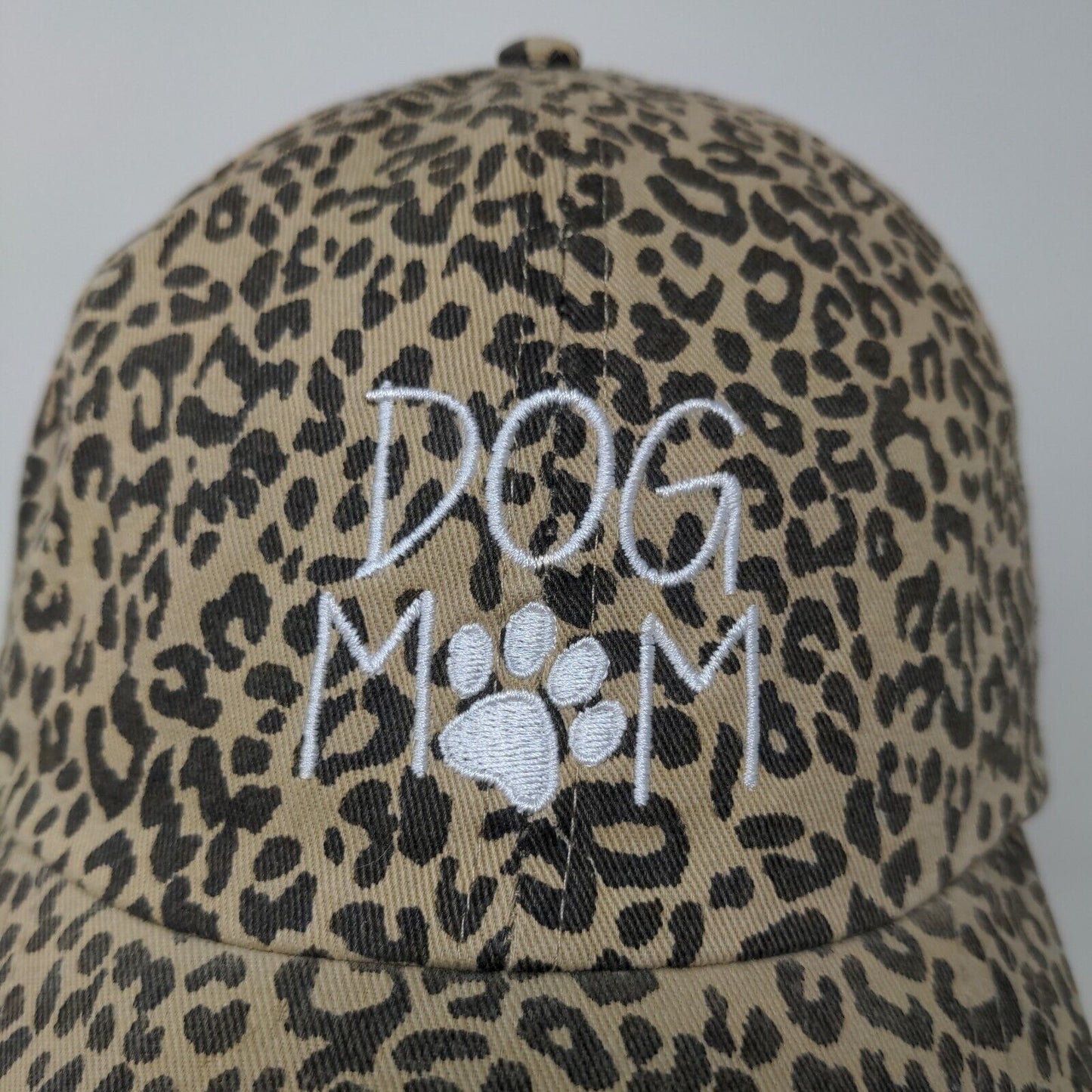 David and Young Womens Dog Mom Slideback Hat Leopard Print OSFM Embroidered