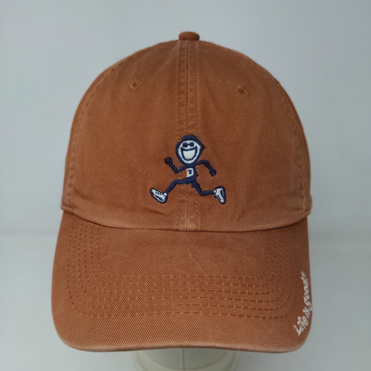 Life is Good Men's Slideback Hat Brown Adjustable Embroidered Logo Running