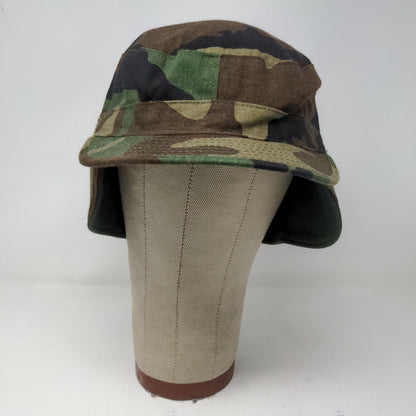 U.S. Military BDU Combat Cap Green Brown Camo Size 7.5 Ear Flaps