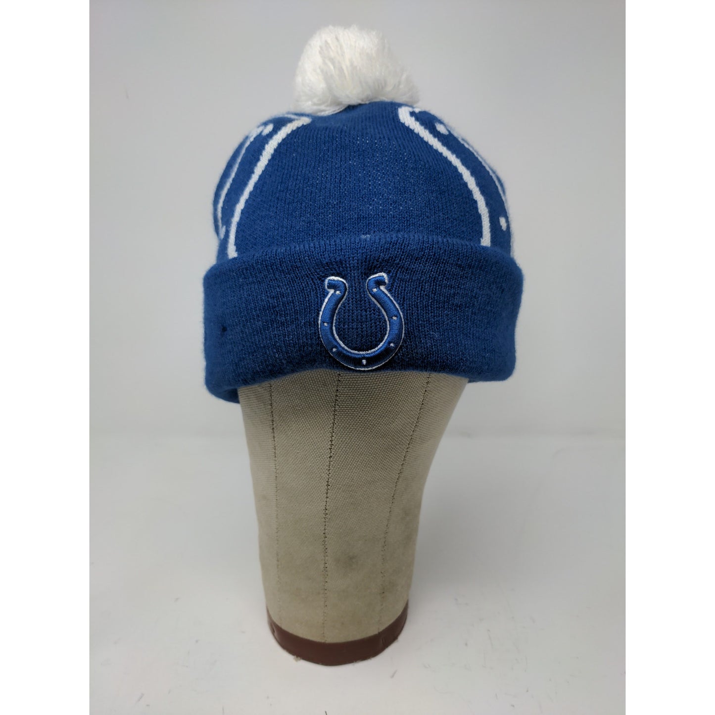 New Era NFL Indianapolis Colts Football Beanie Hat Embroidered Logo Pom Pom Blue