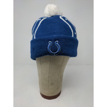 New Era NFL Indianapolis Colts Football Beanie Hat Embroidered Logo Pom Pom Blue