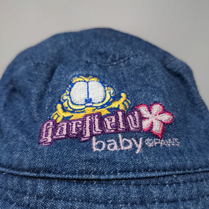 Garfield Baby Girls Bucket Hat Blue Pink Embroidered Logo Paws