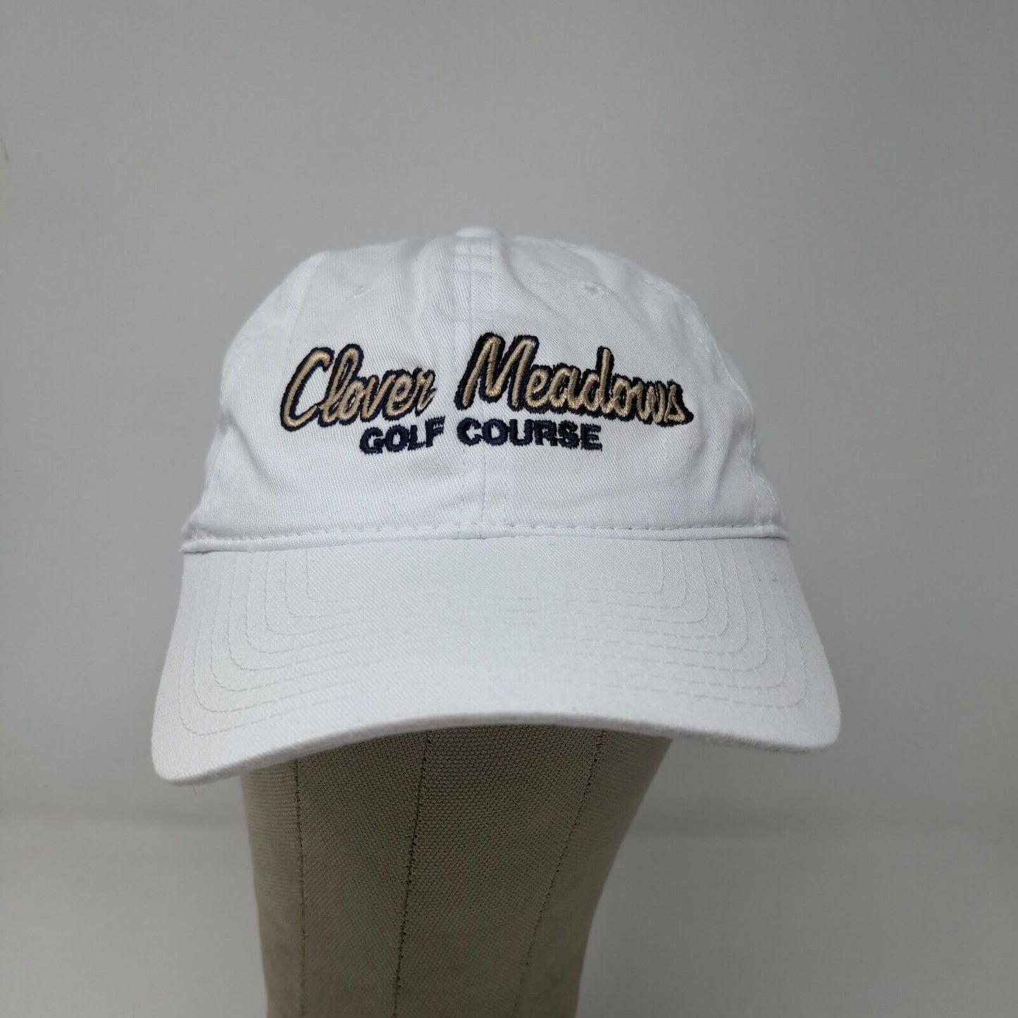 Town Talk Men's Strapback Clover Meadows Golf Course Hat White Adjustable