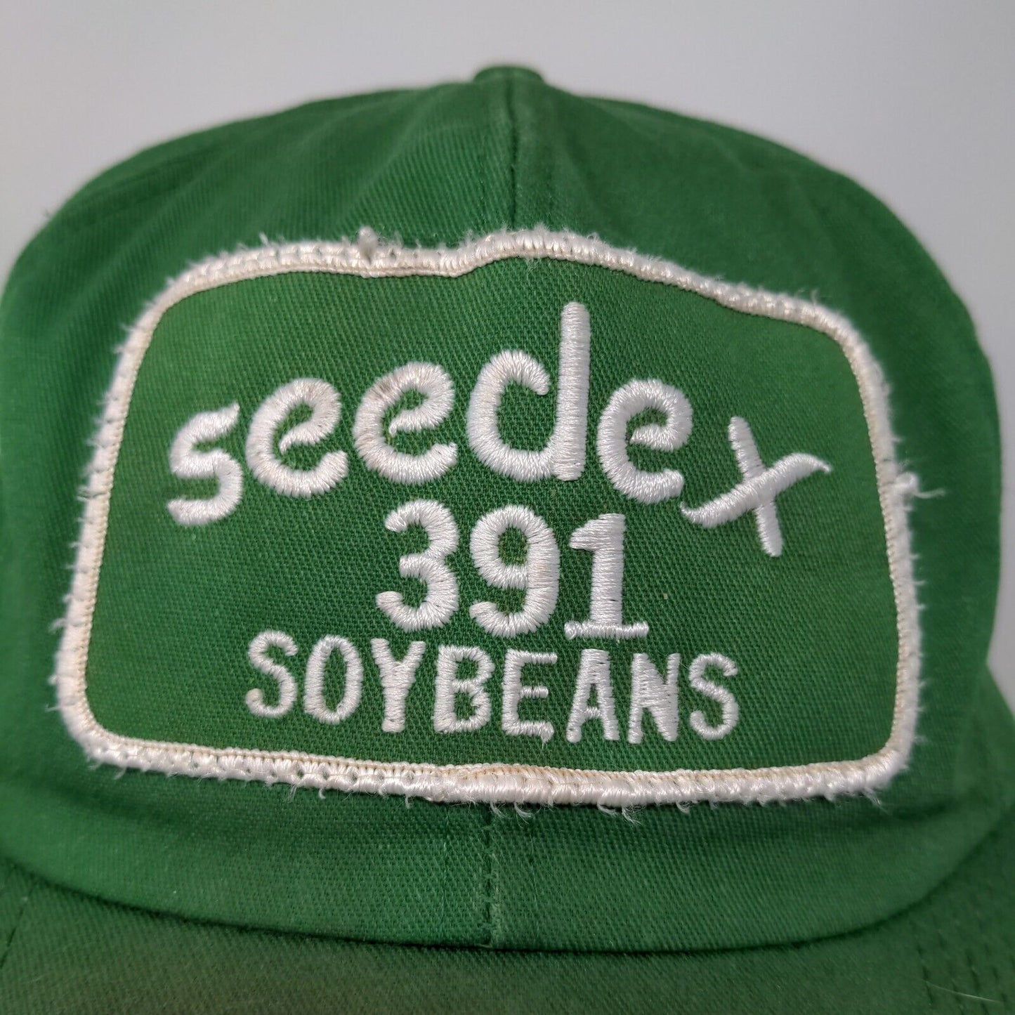 K-Products Mens Seedex 391 Soybeans Trapper Hat Green Made in USA Vintage