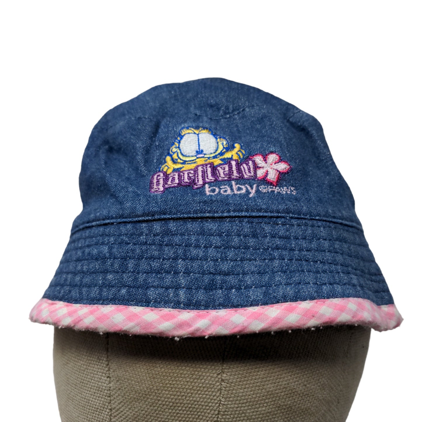 Garfield Baby Girls Bucket Hat Blue Pink Embroidered Logo Paws