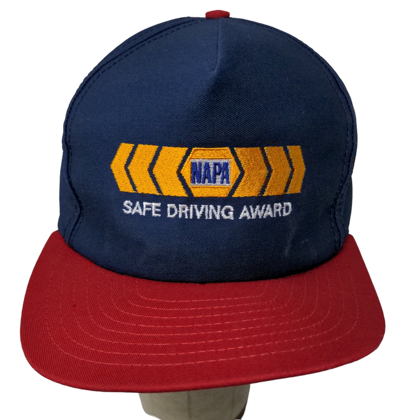 NAPA Safe Driving Award Snapback Hat Blue Red Adjustable Vintage Made USA