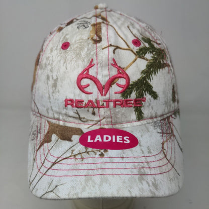 Realtree Women's Strapback Hat Winter Camo Embroidered Logo Pink