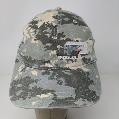 Fessler Bowman Mens Snapback Meshback Gray Camo Hat Size M/L Embroidered Logo