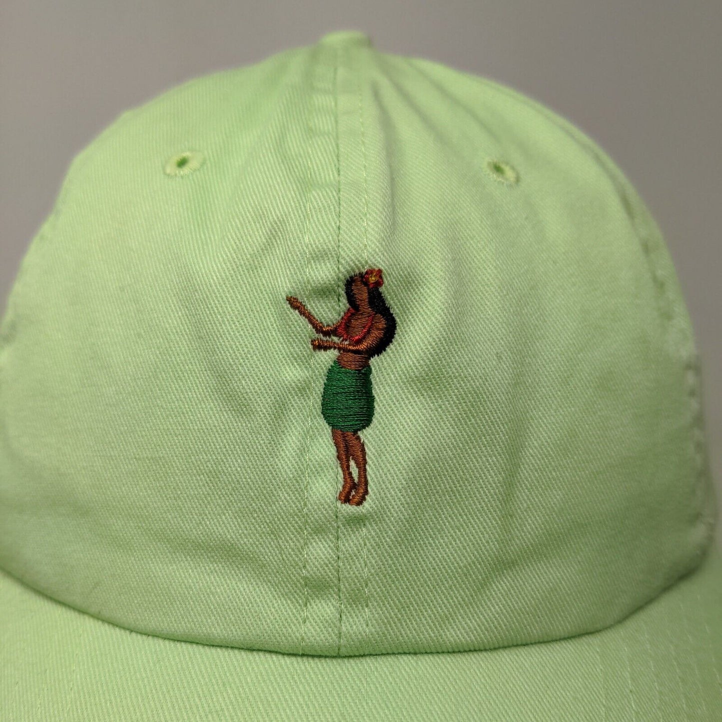 Unbranded Men's Slideback Hat Green Adjustable Embroidered Hula Girl Logo