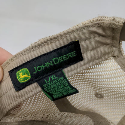 John Deere Men's Snapback Mesh Back Hat Tan Camouflage Size L-XL Embroidered