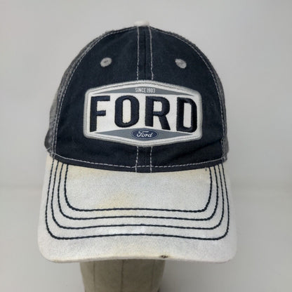 Ford Mens Meshback Snap Back Hat Blue White Embroidered Logo