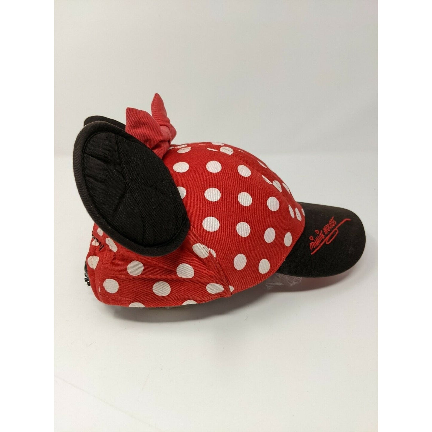 Walt Disney World Girls Youth Minnie Mouse Hat Cap Red Ears Bow Polka Dots