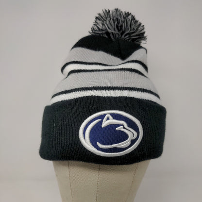 City Hunters Penn State Nittany Lions Beanie Hat Gray Black Pom Pom Embroidered