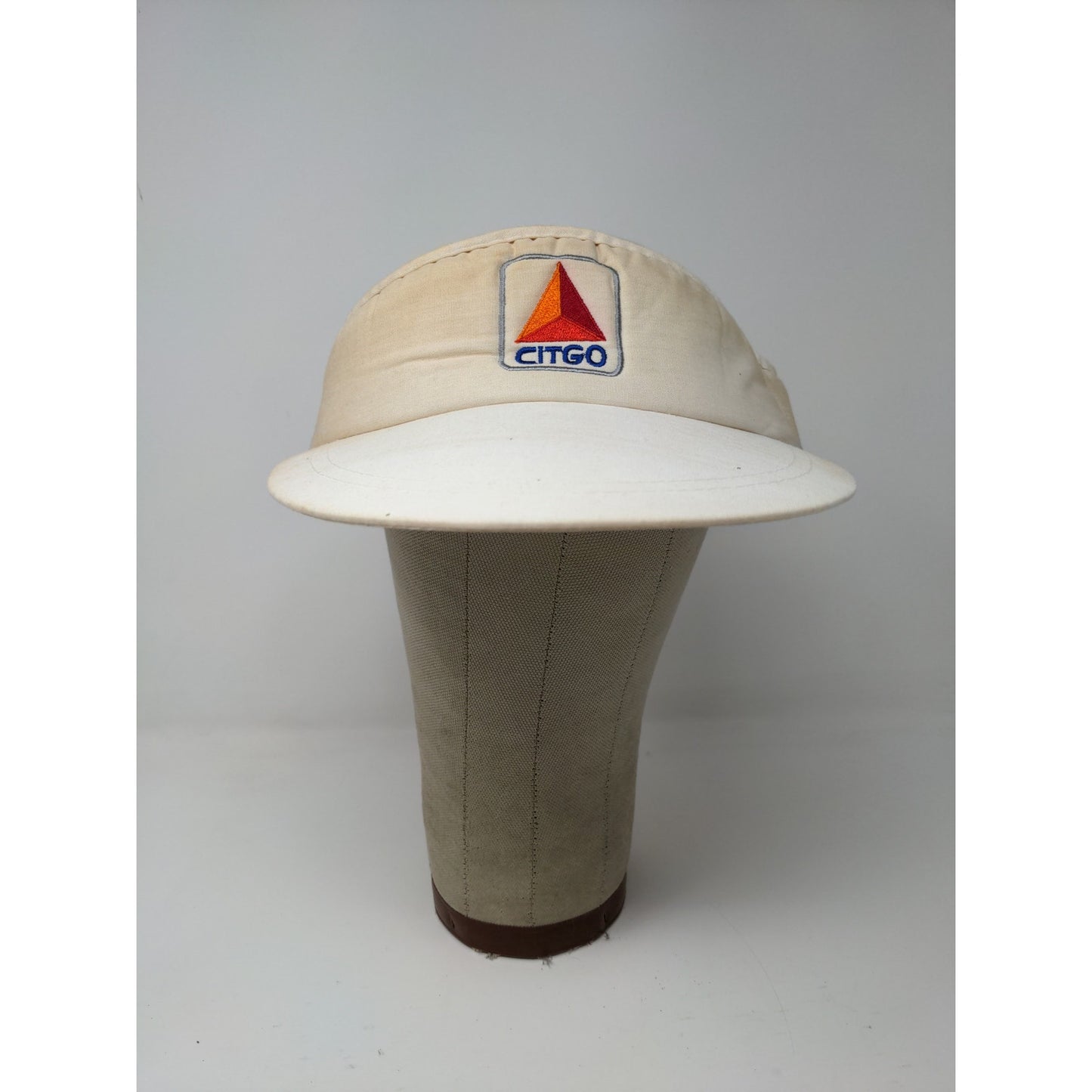 Citgo Gas Sun Visor Slideback Hat White Heavy Stains Embroidered