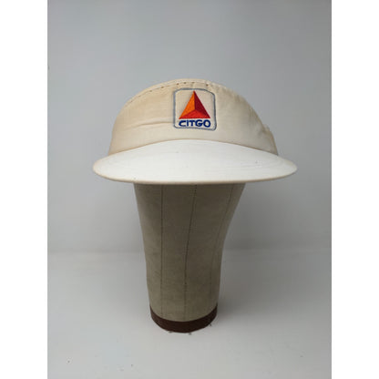 Citgo Gas Sun Visor Slideback Hat White Heavy Stains Embroidered