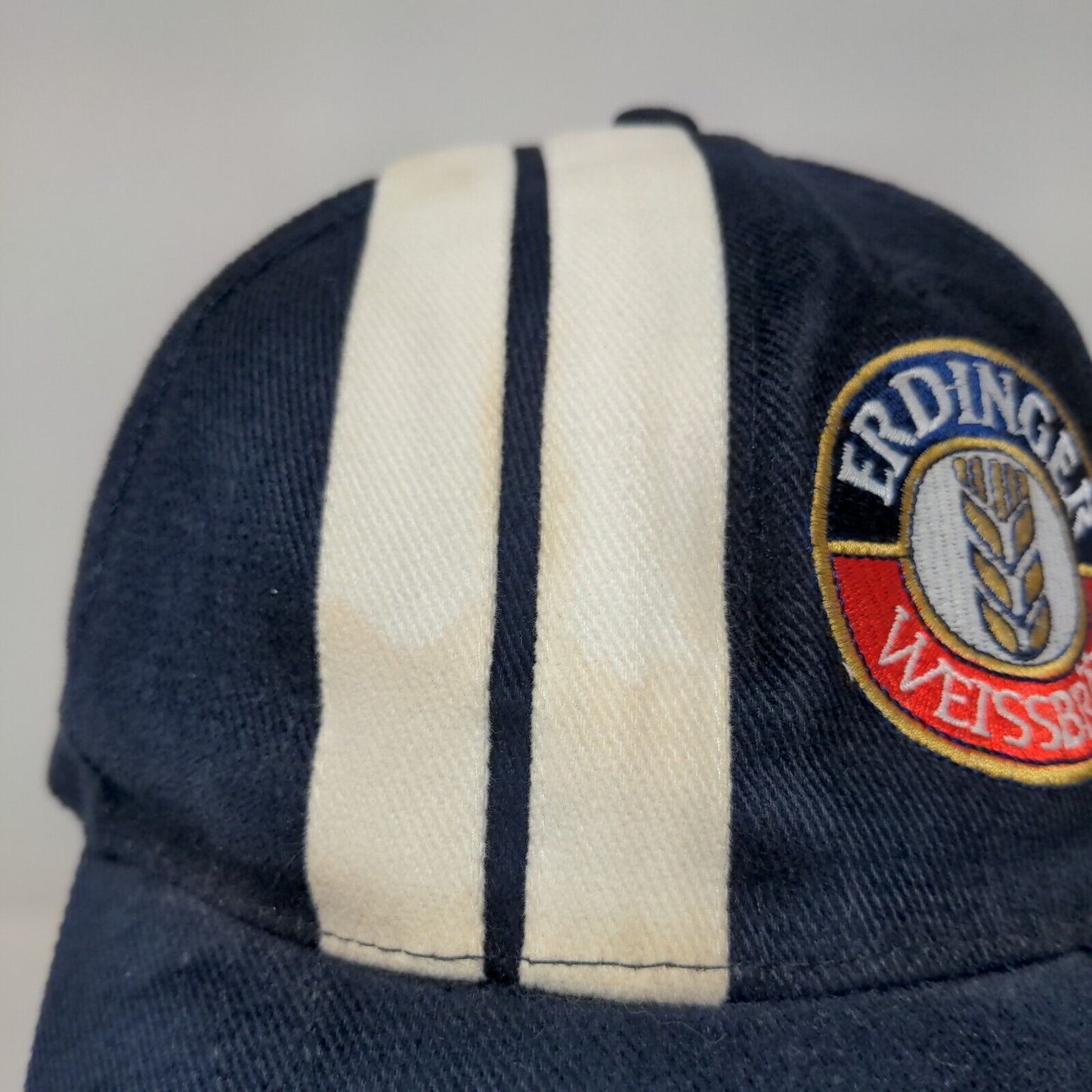 Erdinger Weissbrau Men's Slideback Hat Blue OSFA Embroidered Logo Striped