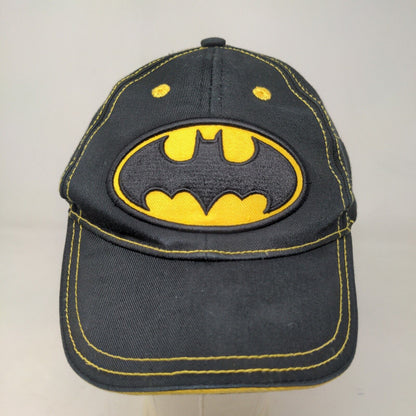 Batman Boy's Strapback Hat Black Adjustable Embroidered Bat Logo