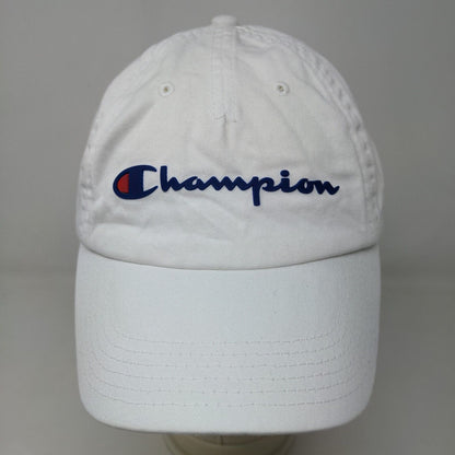 Champion Men's Slideback Hat White OSFA Embroidered Logo 100% Cotton