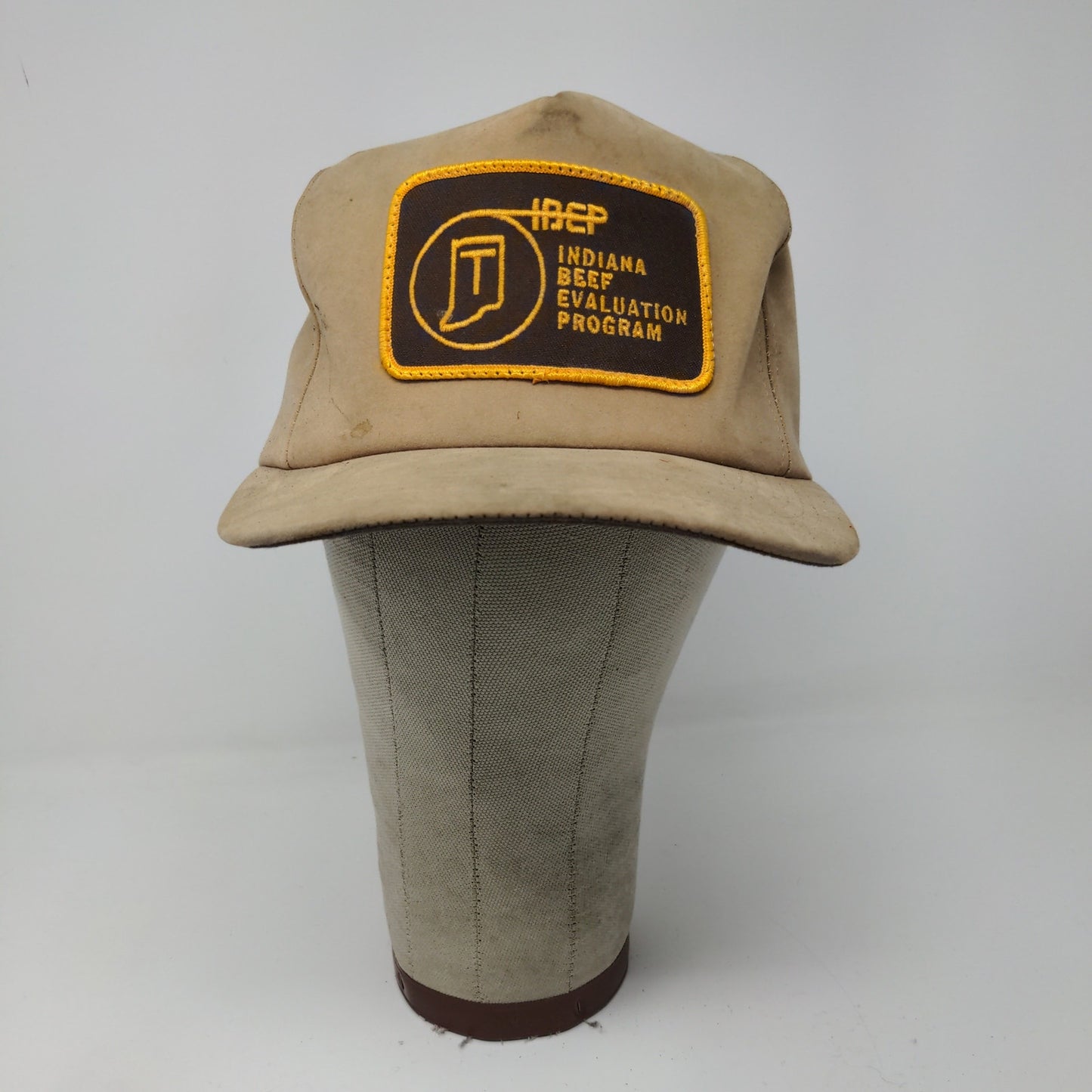 Vintage IBEP Indiana Beef Evaluation Program Snapback Trucker Hat Tan Brown