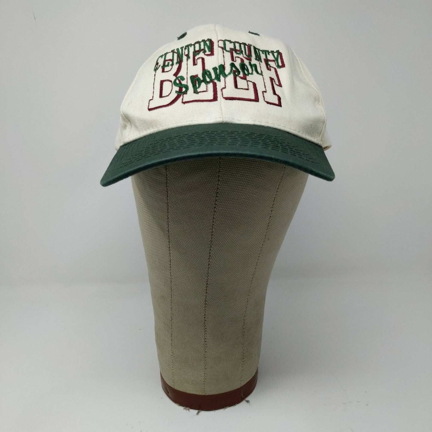 Toppers Clinton County BEEF Snapback Hat White Green Embroidered Text OSFA