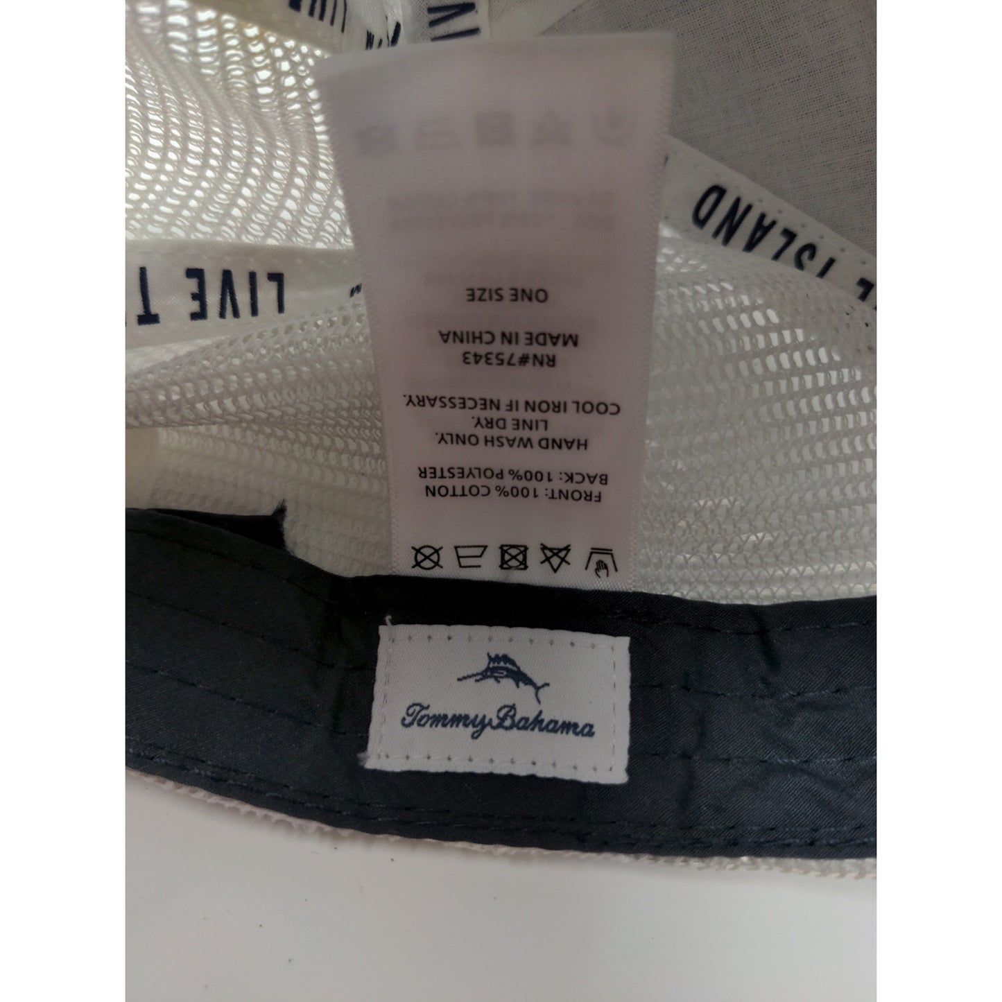 Tommy Bahama Slideback Mesh Back Hat Gray & White Embroidered Logo One Size