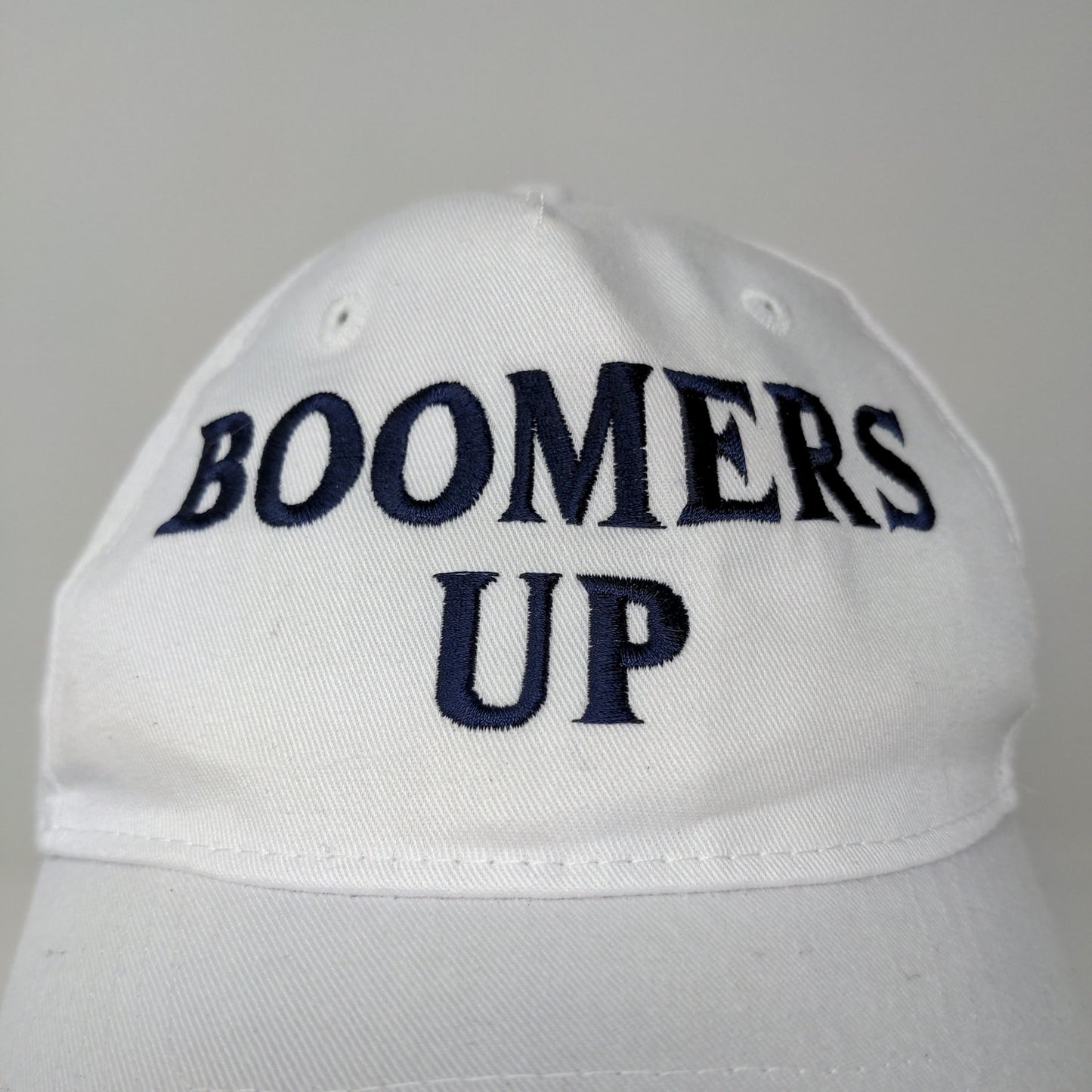 Port & Company Boomers Up Dad Hat White Strapback Embroidered Spell Out