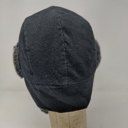 KBEthos Men's Trapper Hat Black One Size Vegan Fur Trim Ear Flaps