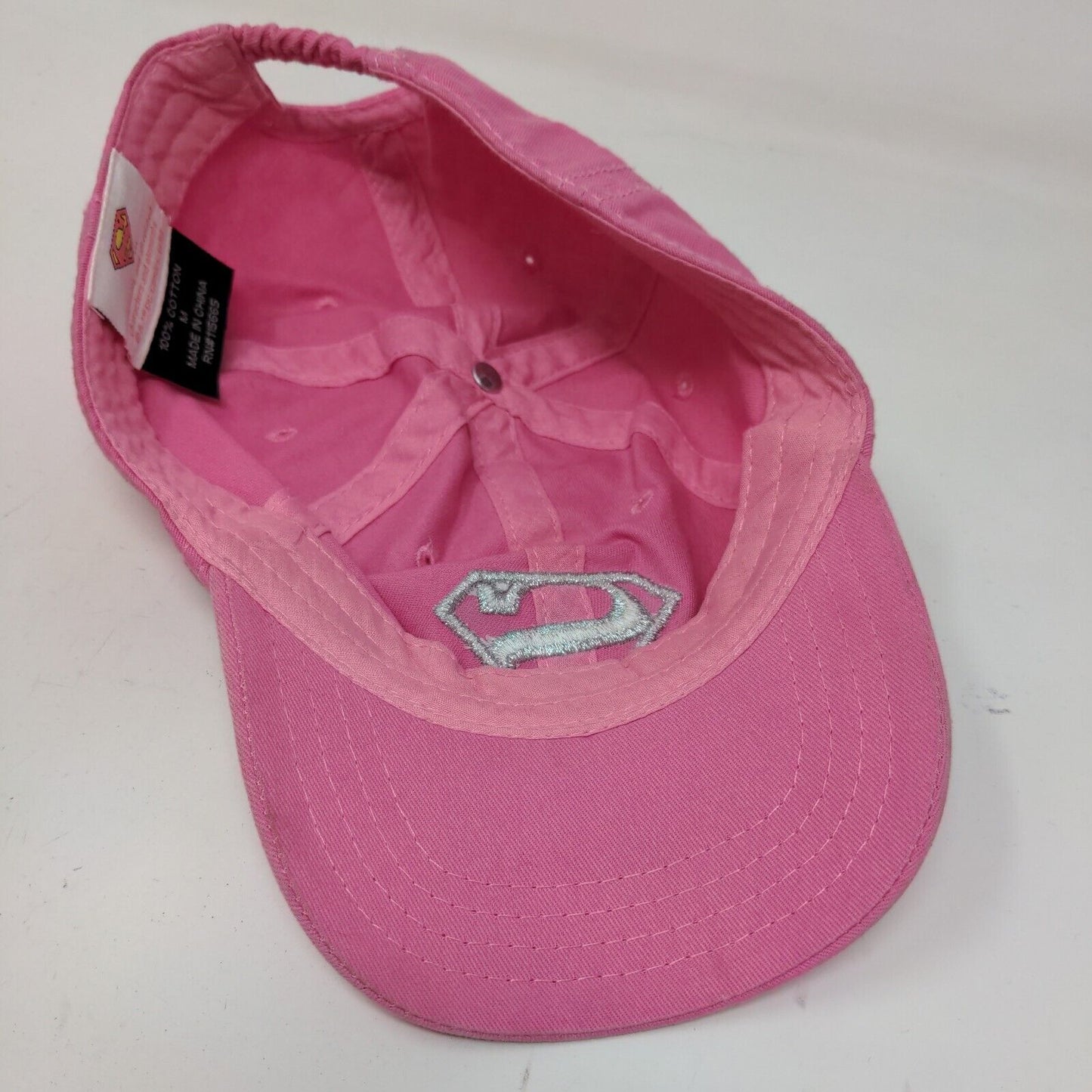 DC Comics SuperGirl Girl's Stretchy Hat Pink Size M Embroidered Logo Cotton
