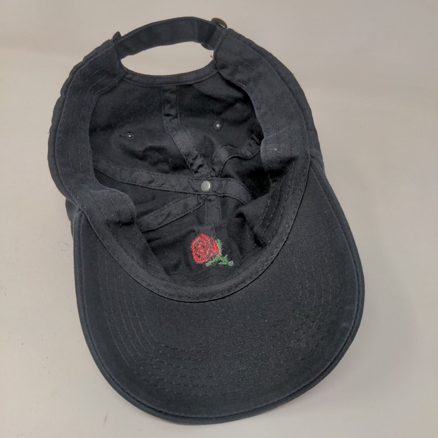 Unbranded Men's Slideback Hat Black Size OSFM Embroidered Rose Flower Logo