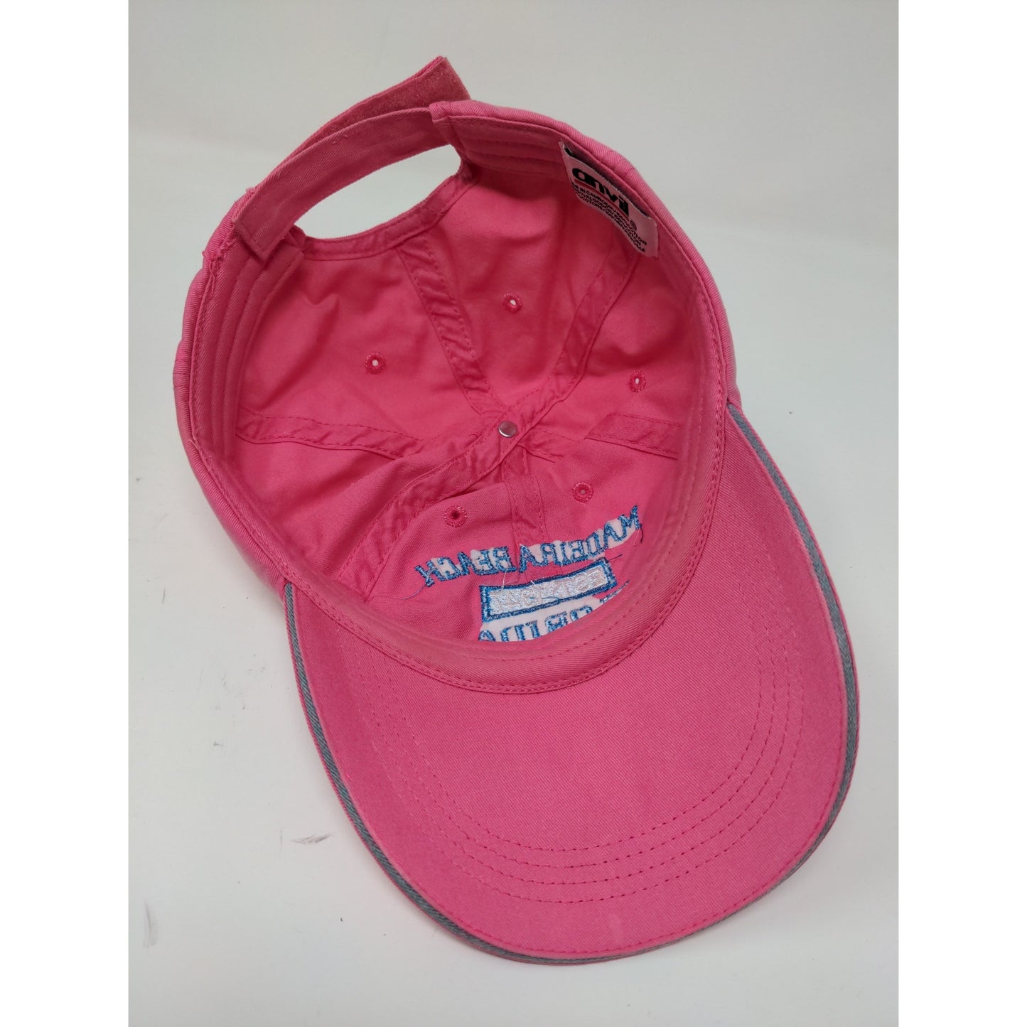 Anvil Madeira Beach Florida Strapback Hat Pink Embroidered Spell Out