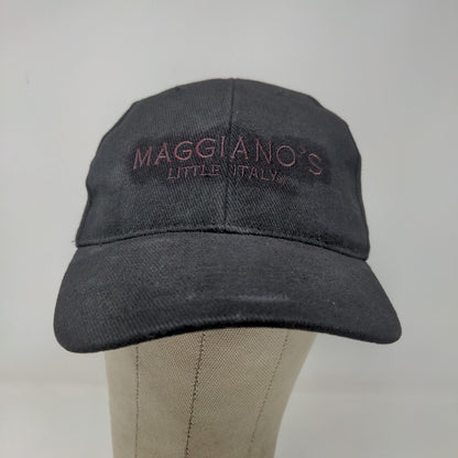 Maggianos Little Italy Men's Strapback Hat Cap Black Adjustable Embroidered Logo