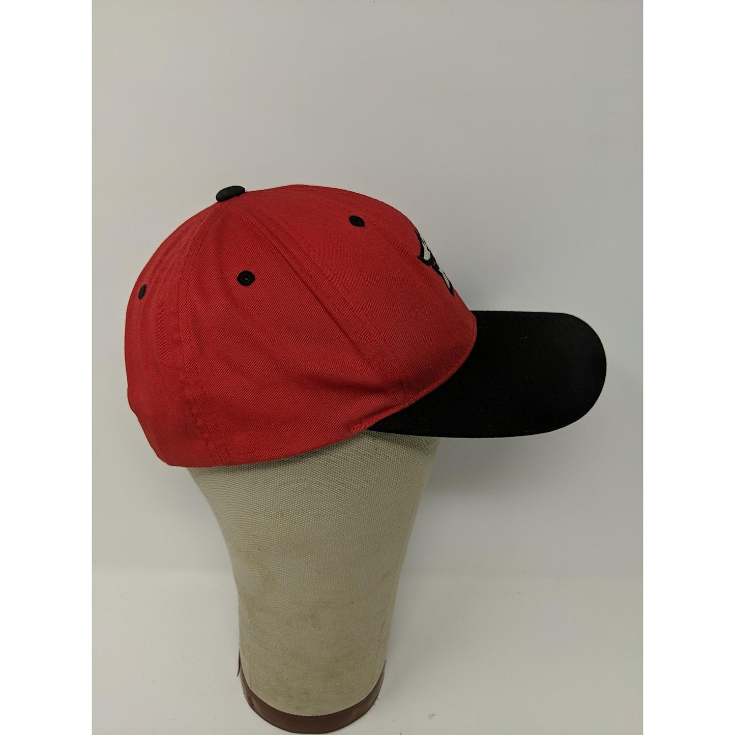 Pacific Headwear 302C Pro Model Strapback Hat Embroidered P Logo Red & Black