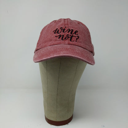 Wine Note? Women's Slideback Hat Red Embroidered Text One Size Cotton