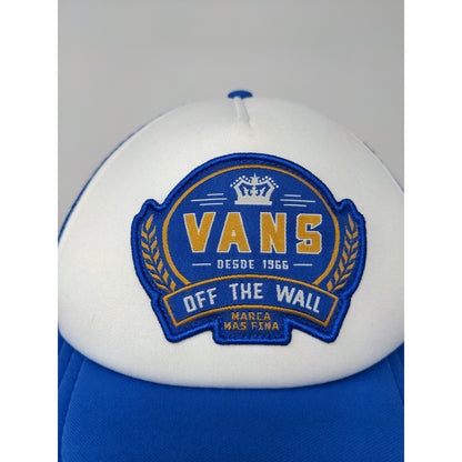 Vans Off the Wall Marca Mas Fina Snapback Mesh Back Trucker Hat Blue & White