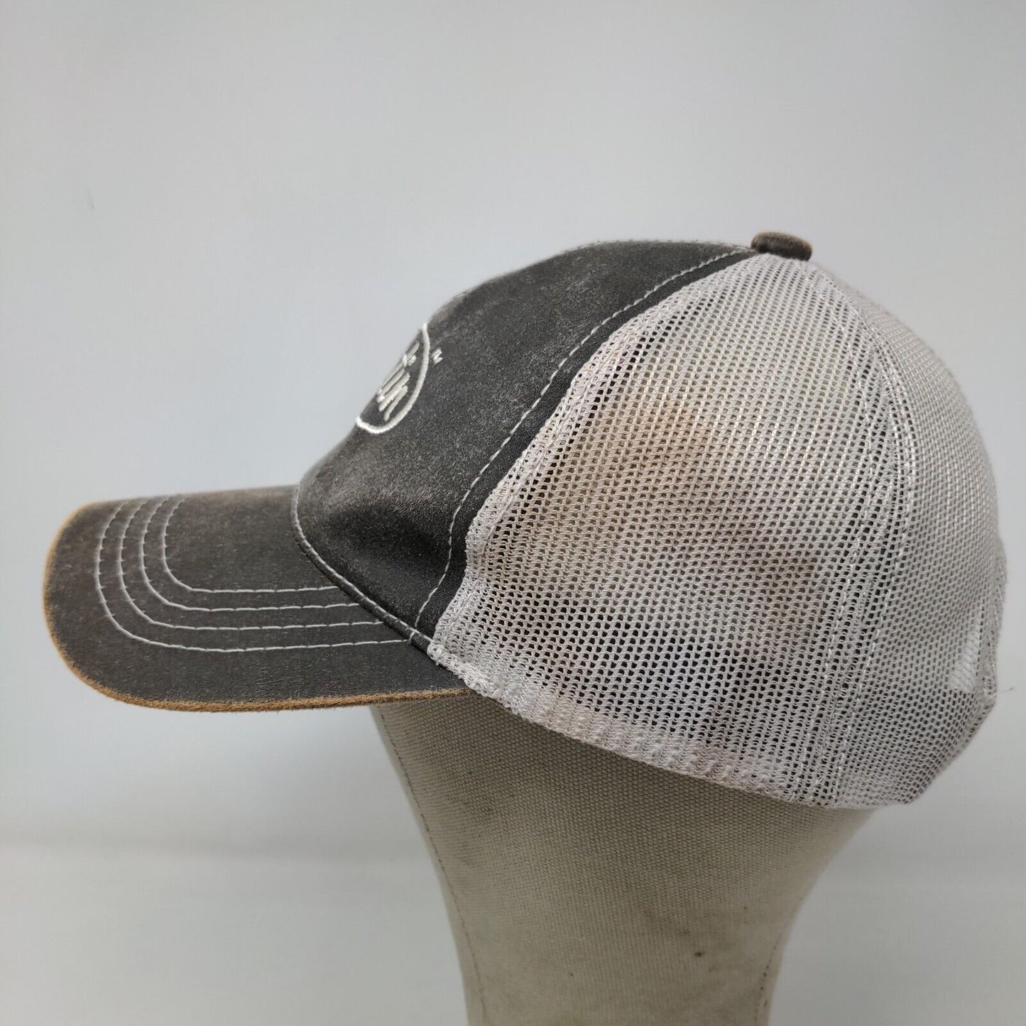 Justin Men's Strapback Mesh Back Hat Brown White Embroidered Logo