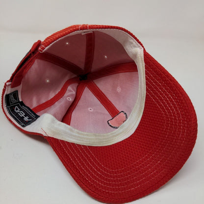 Ahead Mens Classic Cut DMG Strapback Hat Red Adjustable Embroidered Logo