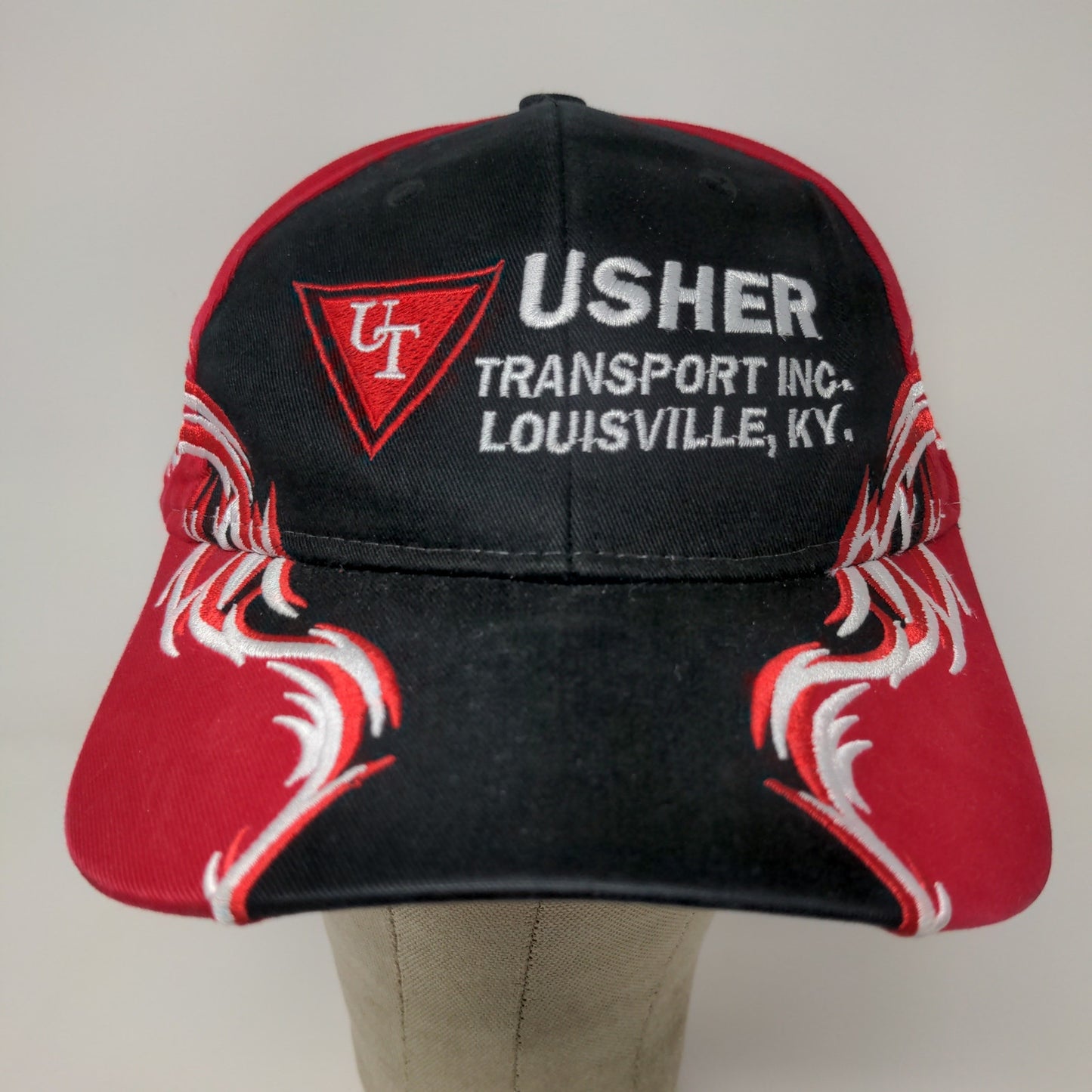 Usher Transport Louisville Kentucky Strapback Hat Embroidered Flames  Red Black